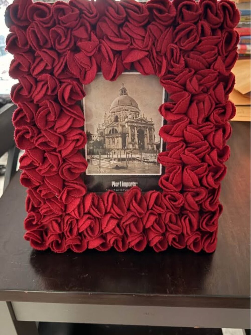 Pier 1 Imports Red Felt Rosette Picture Frame